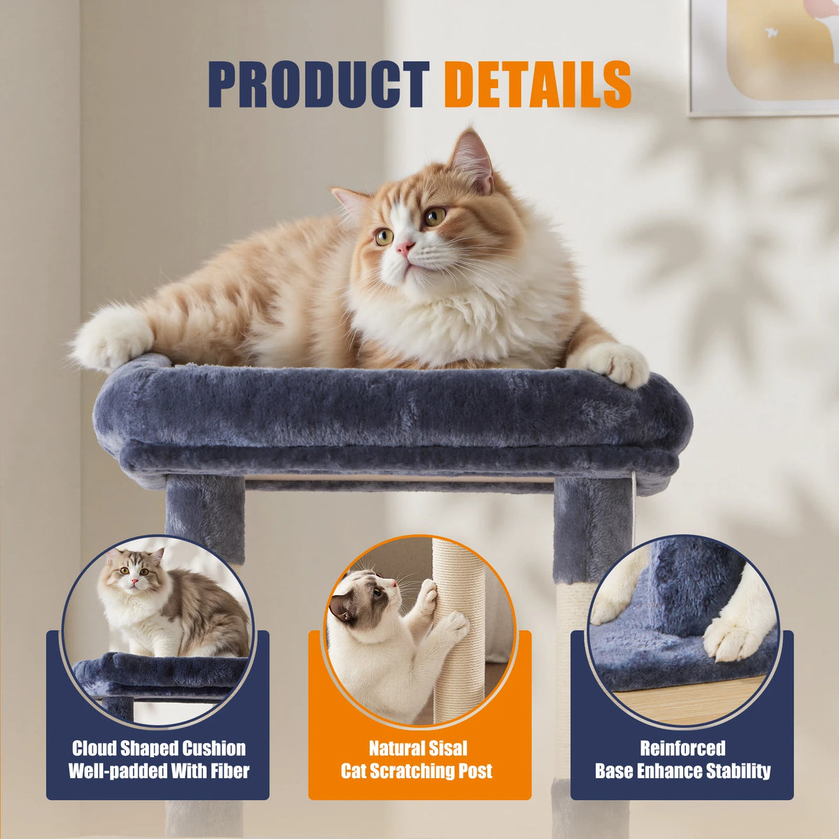 JHK Multi Level Cat Tree With Sisal Scratching Posts