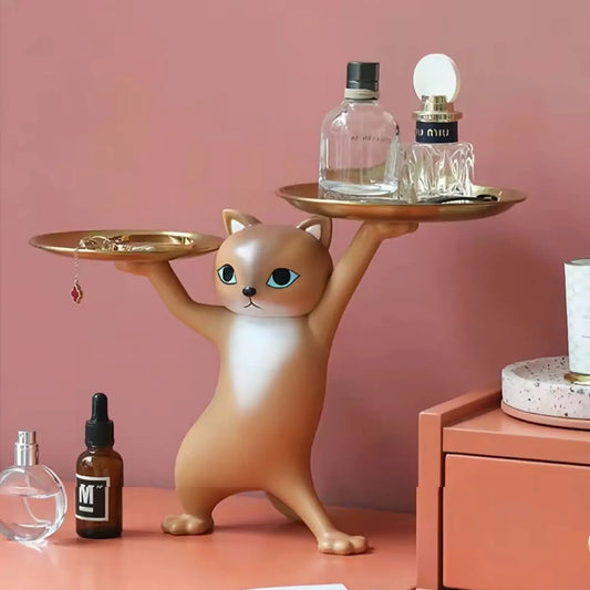 Cartoon Cat Key Holder Alloy Desk Ornament Home Decor Figurine