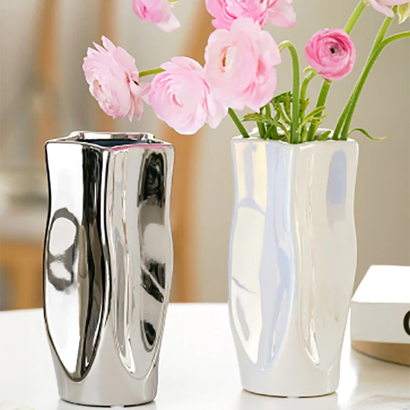 Luxury Electroplated Ceramic Vase for Elegant Flower Arrangements and Decor