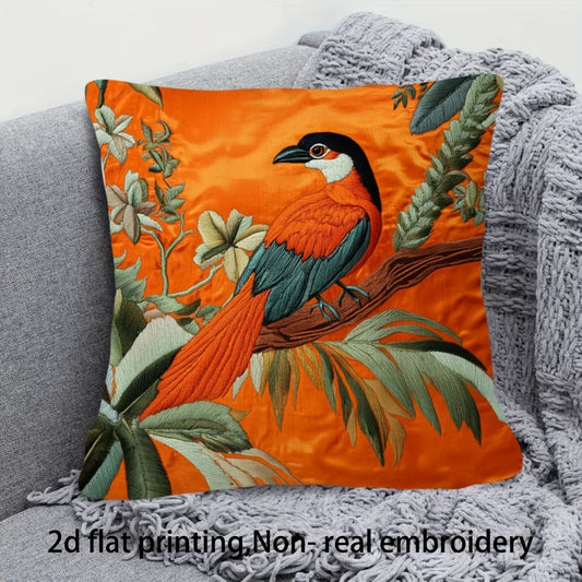 Vintage Tropical Bird Botanical Polyester Plush Pillowcase