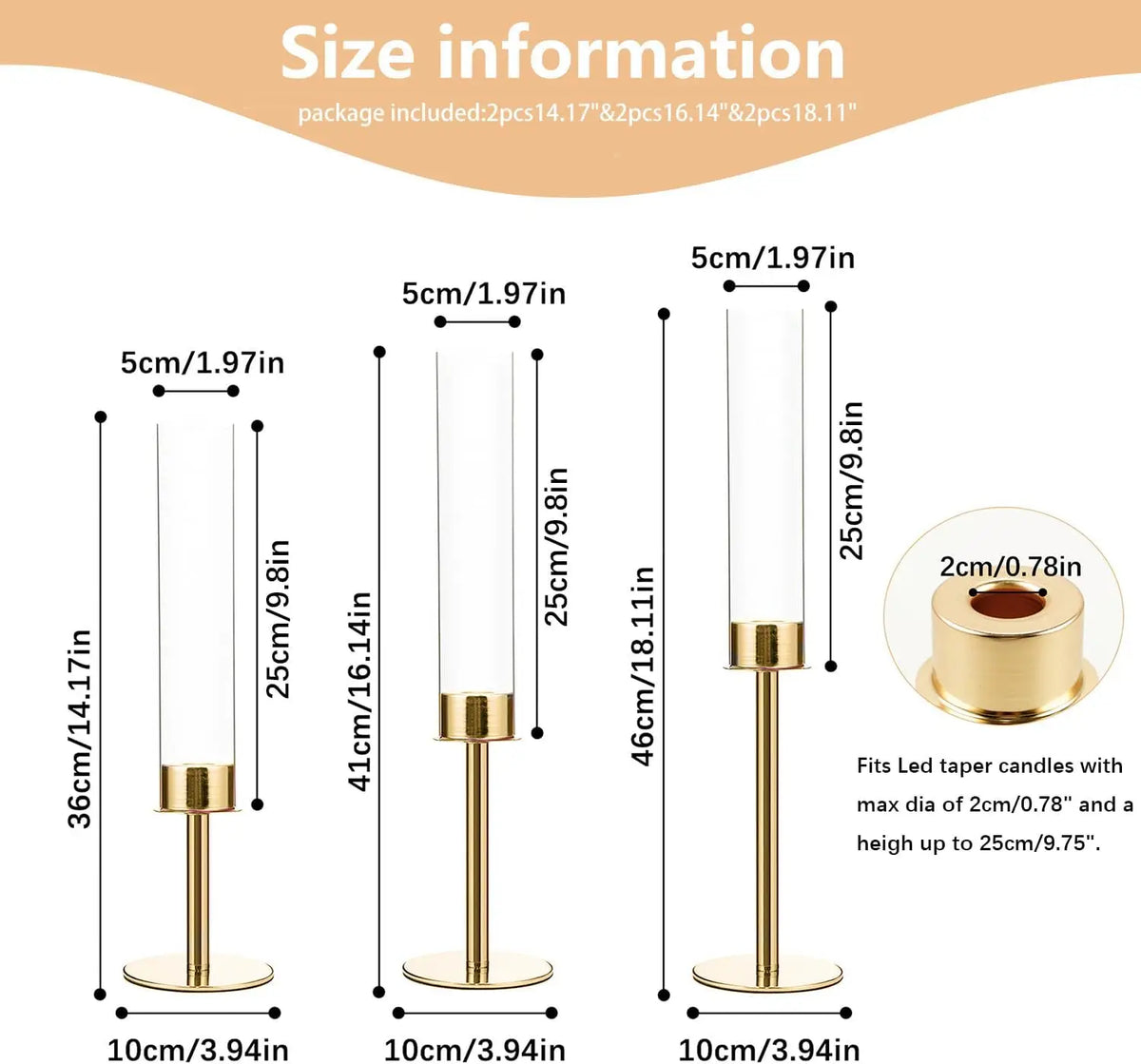 VINCIGANT Tall Metal Acrylic Taper Candle Holders Centerpiece Kit