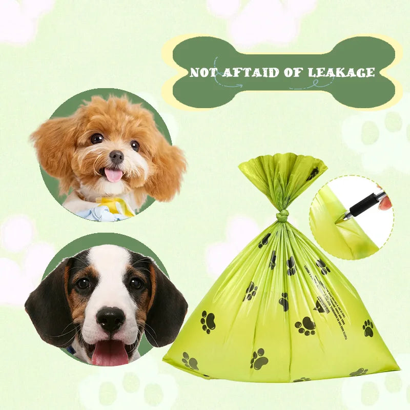 10 Pack Paw Print Dog Poop Bags Leak Proof Durable