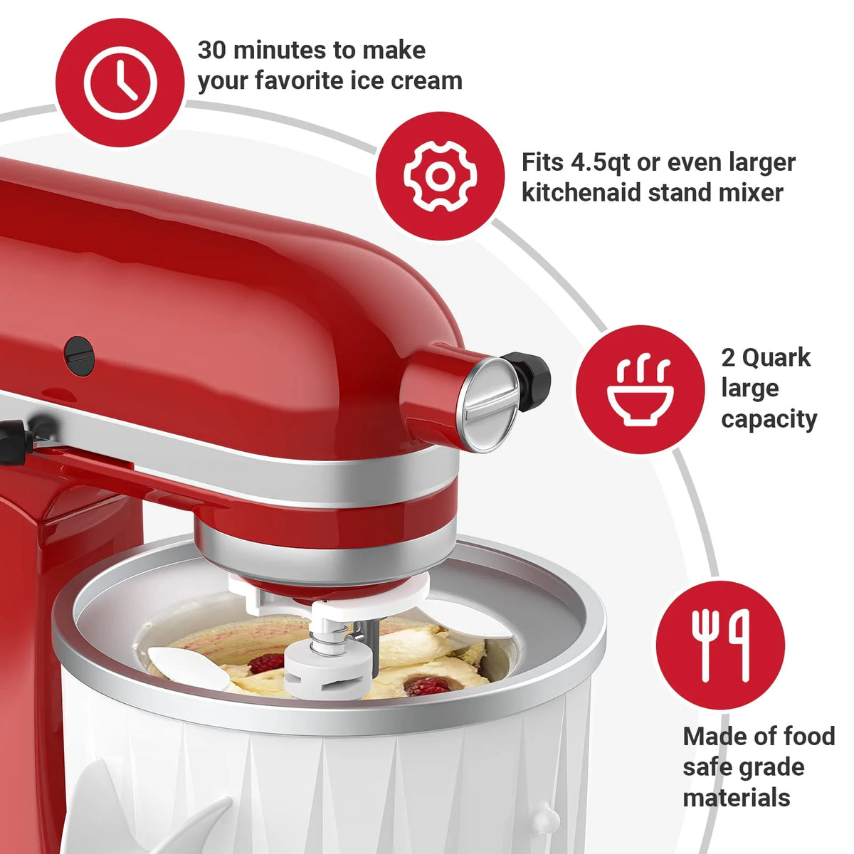 Ice Cream Maker Attachment for KitchenAid Stand Mixers