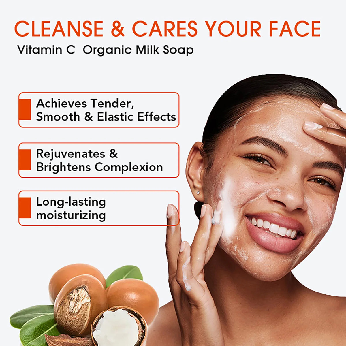 AILKE Vitamin C Organic Milk Soap Bar Face Body Whitening