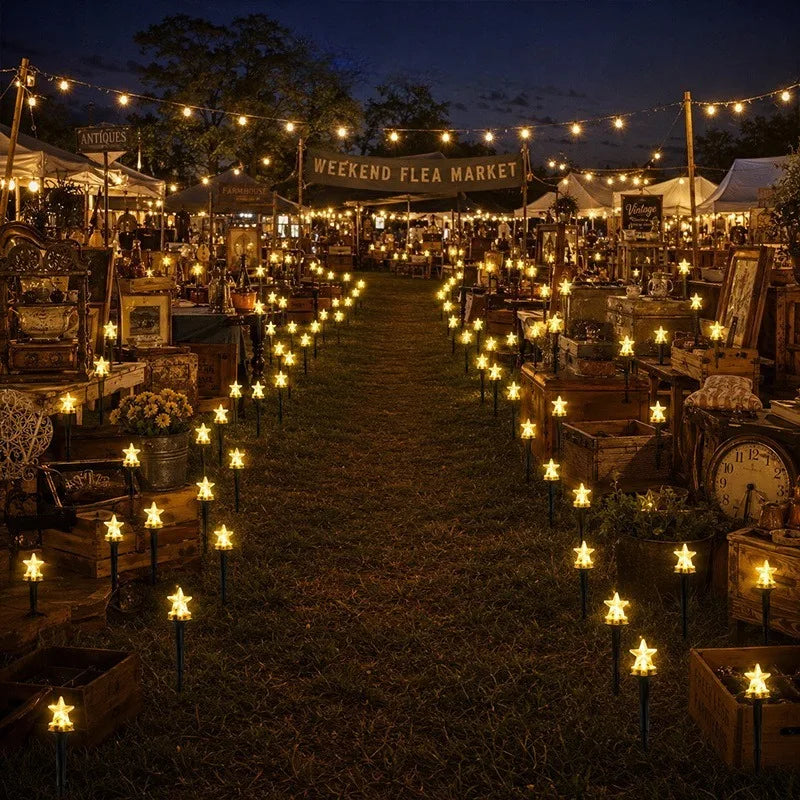 Solar Star String Lights for Gardens, Paths, Camping and Events