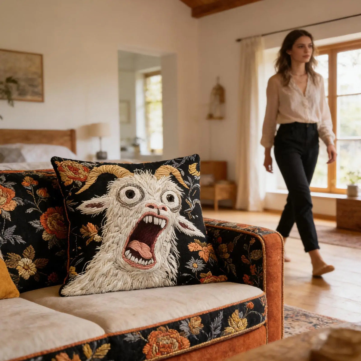 Decorative Screaming Goat Throw Pillow Cover For Modern Home Sofas