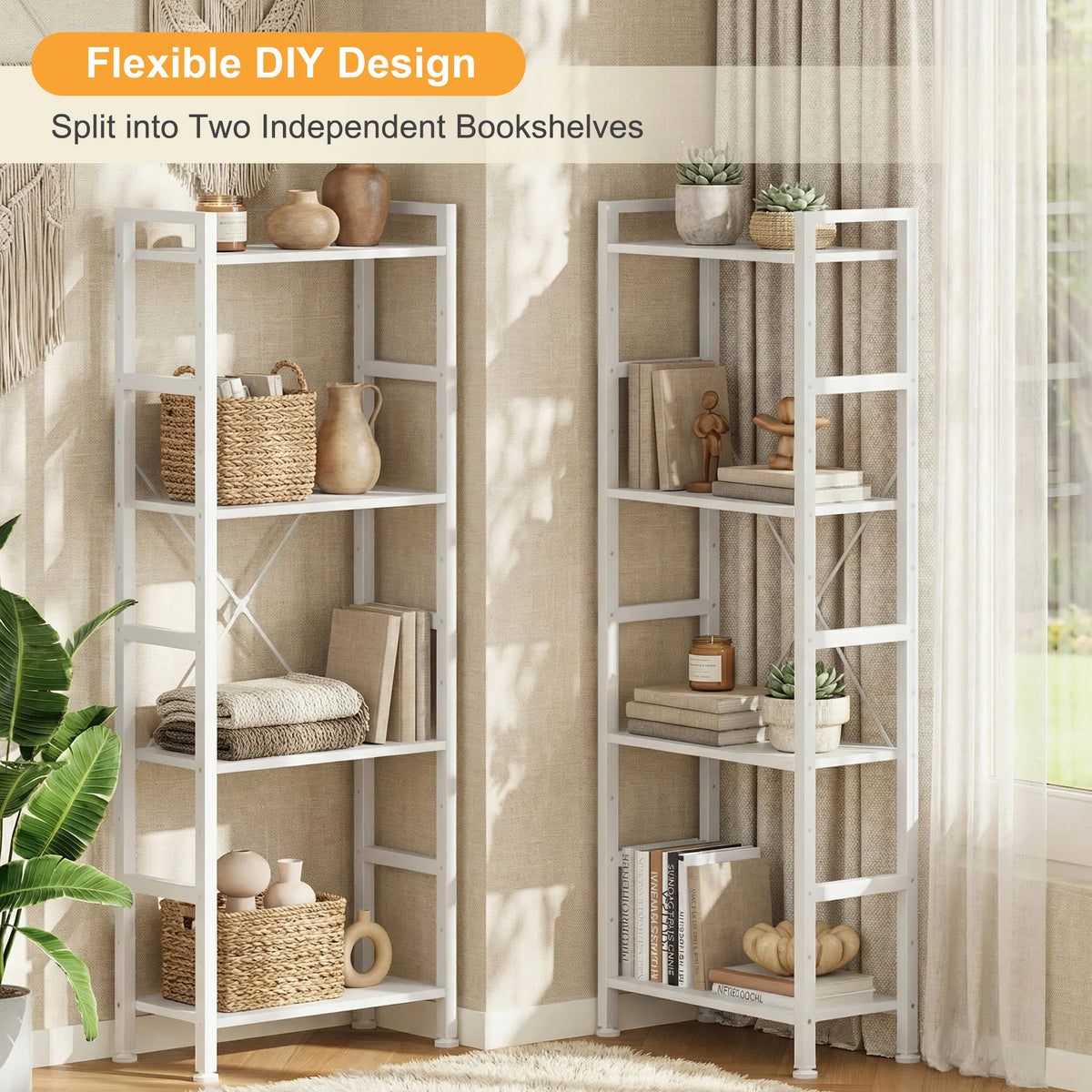 Four Tier Metal Bookshelf For Modern Home Storage And Display
