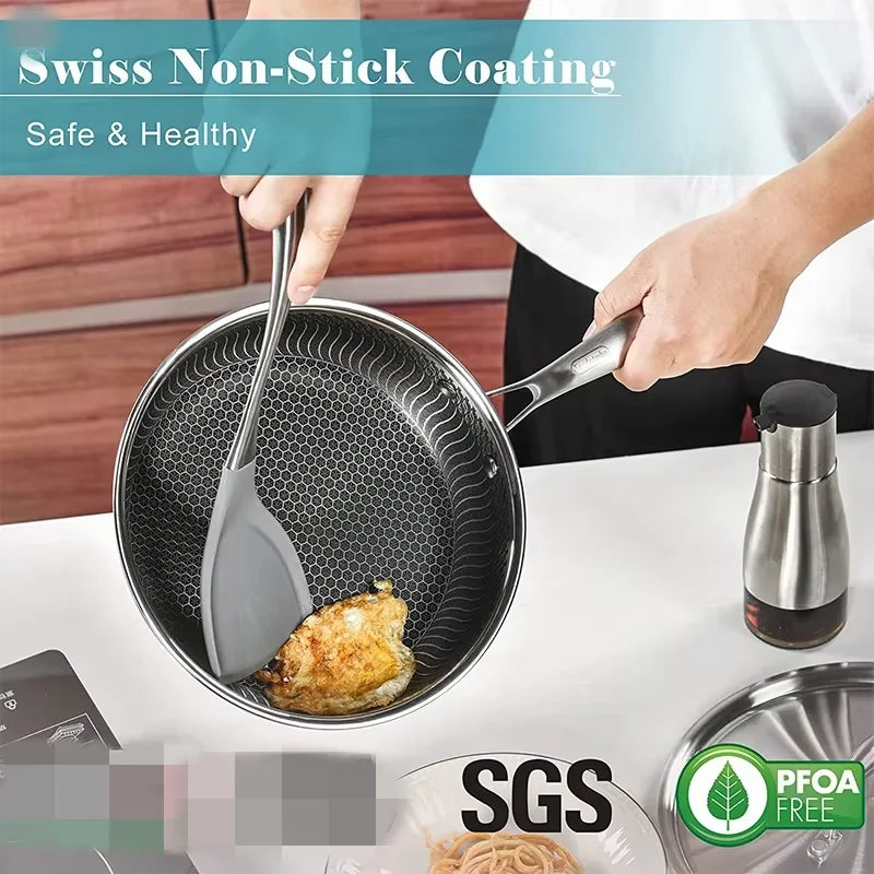 LMETJMA Honeycomb Nonstick Frying Pan With Lid For All Cooktops