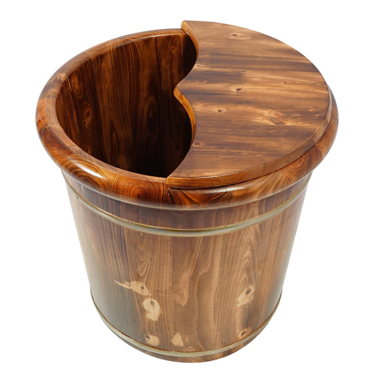 Natural Solid Wood Foot Bath Featuring Integrated Massaging Beads