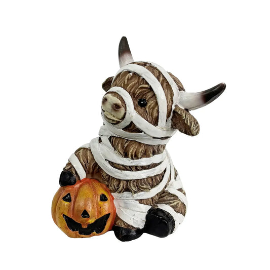 Halloween Highland Cow Resin Desktop Ornament Tabletop Home Decor Figurine