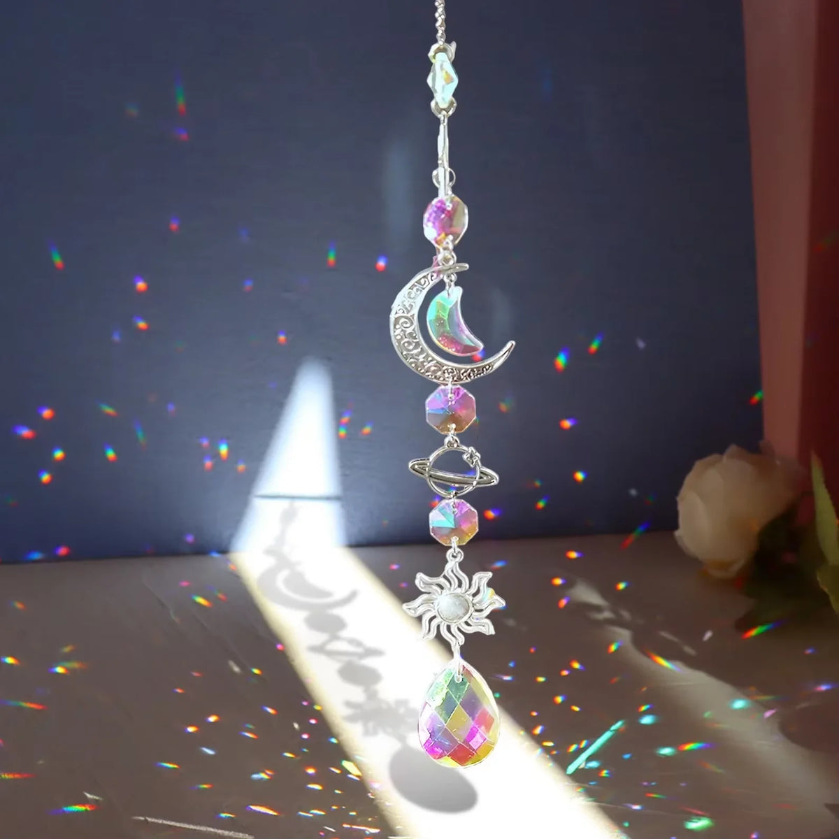 Crystal Rainbow Wind Chime Sun Catcher Home Garden Decor