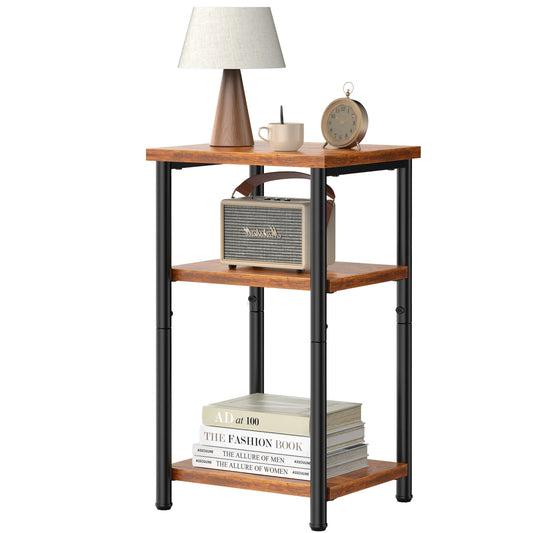 MCQ Wooden Three Tier Coffee Table With Storage Shelf With Adjustable Feet