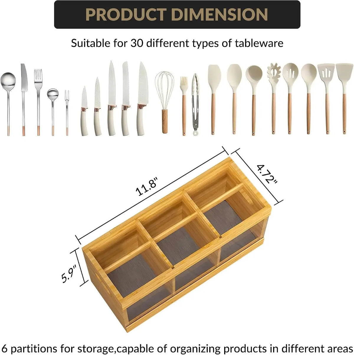 Garvee Bamboo Utensil Organizer With Diatomaceous Drying Mat
