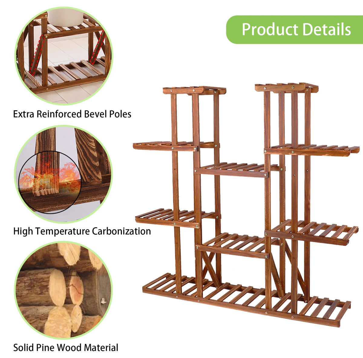 Wisfor Wooden Multi Tier Plant Stand Indoor Outdoor Rack
