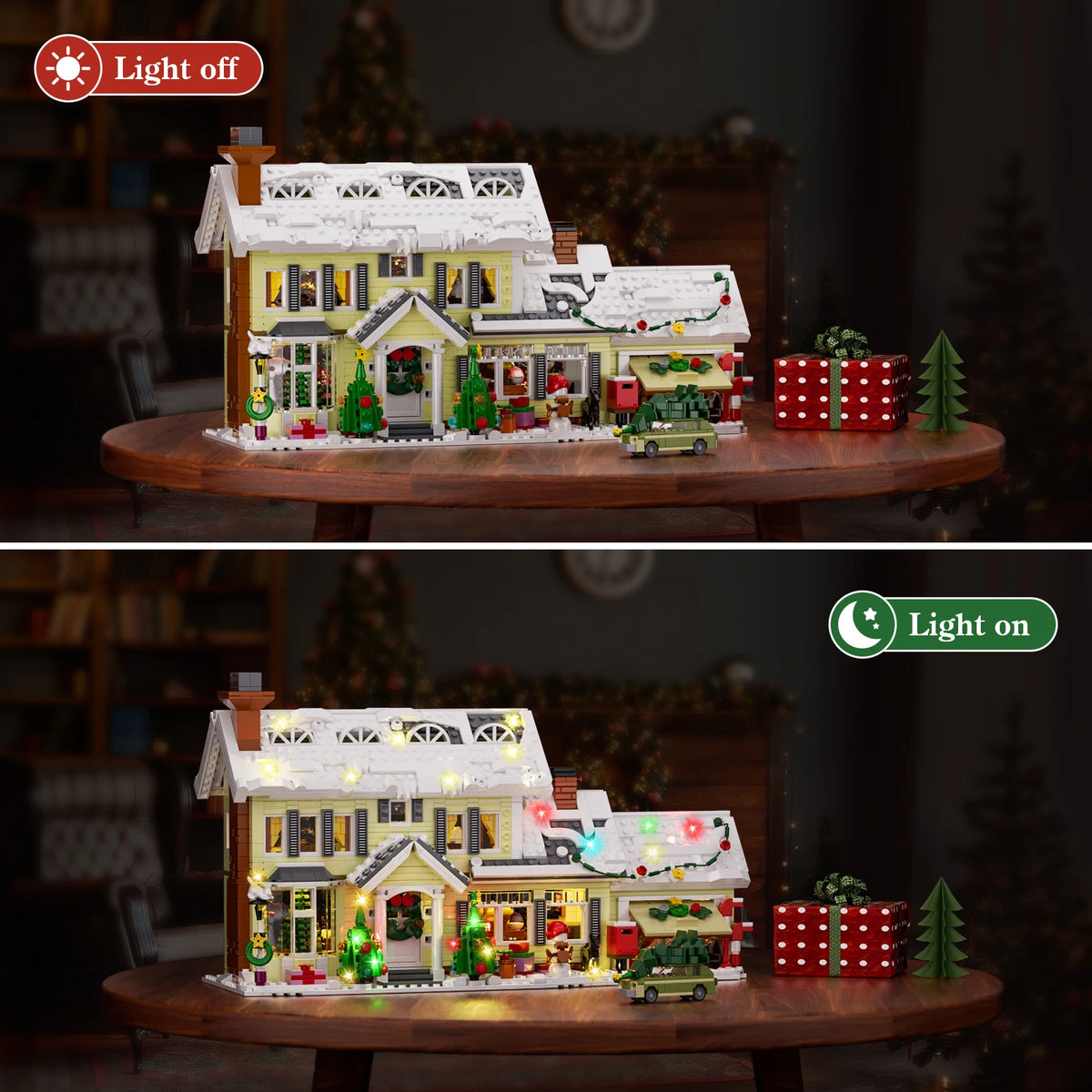 Christmas Snow Village Building Blocks Architecture Model Home Decor