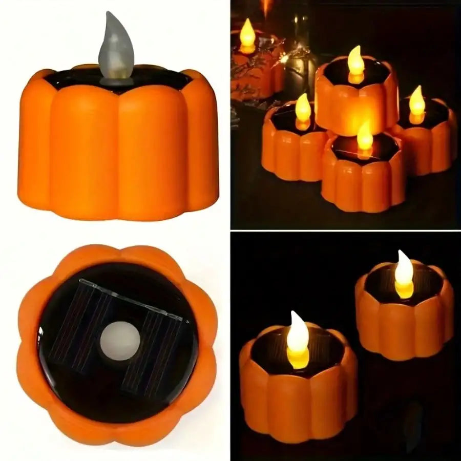 Solar Powered Pumpkin Flicker LED Lights for Halloween Outdoor Decorations