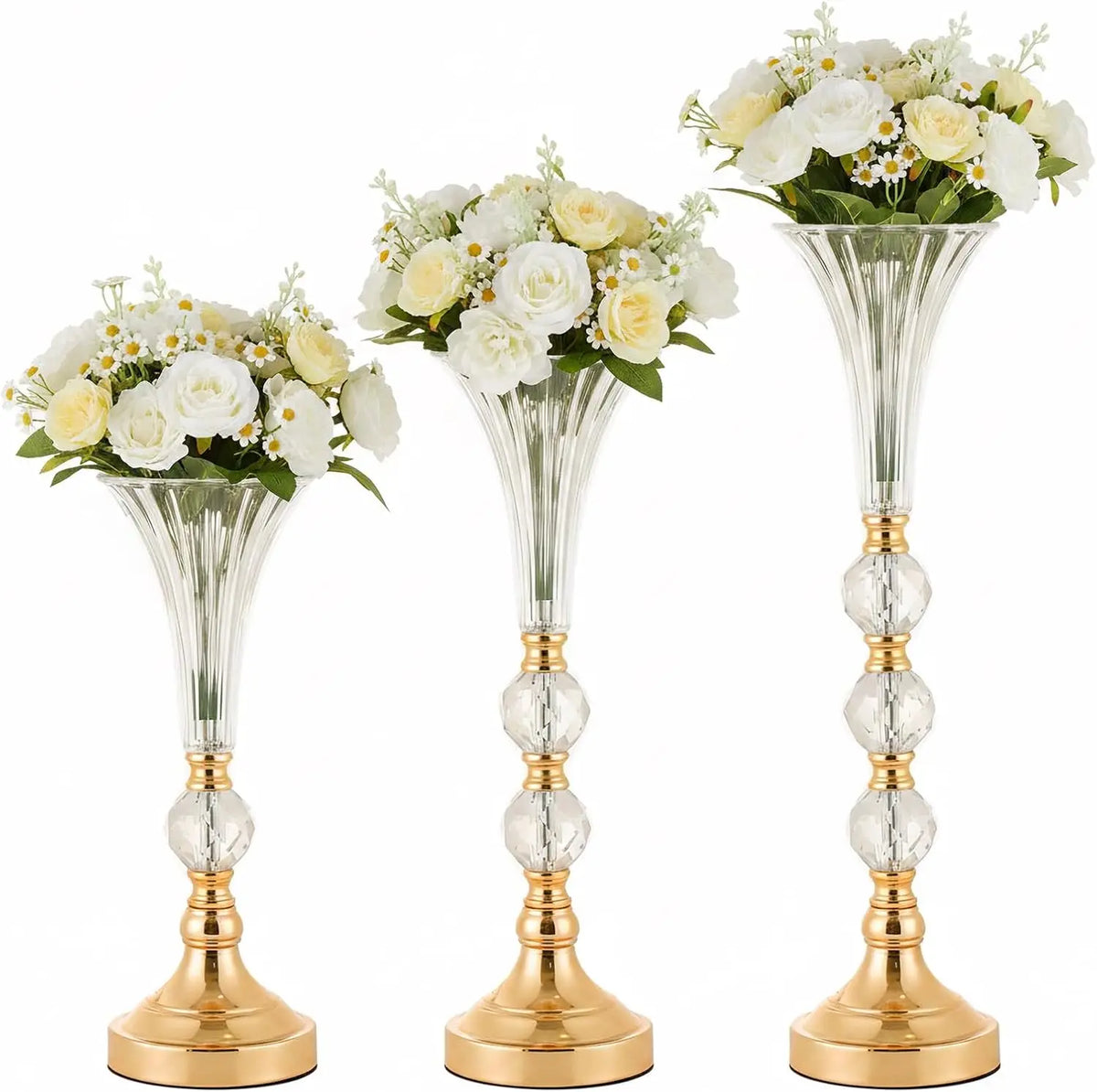Vincigant Acrylic Trumpet Centerpiece Vases With Metal Base