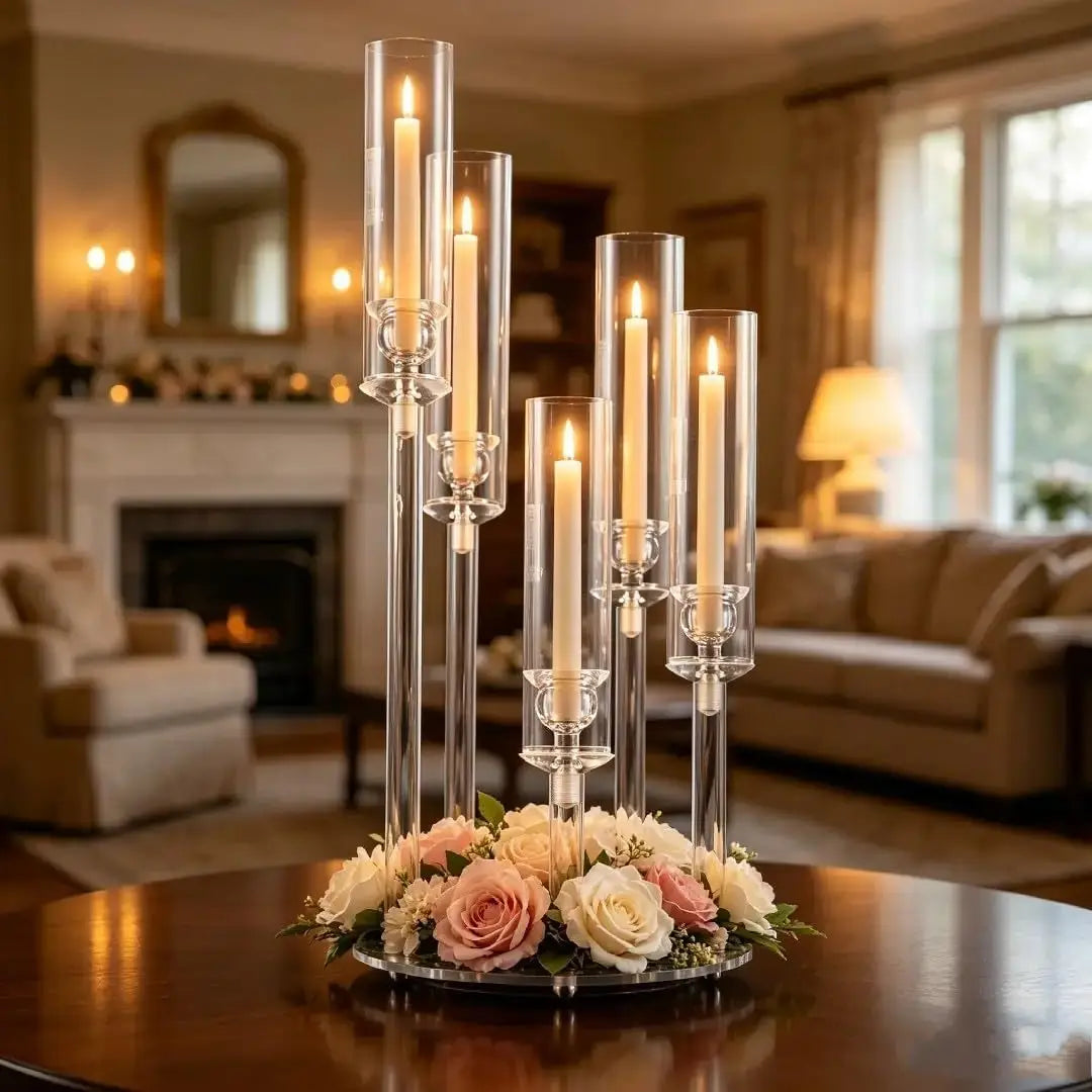 Vincigant 5 Arm Acrylic Candelabra Centerpiece For Wedding Decor