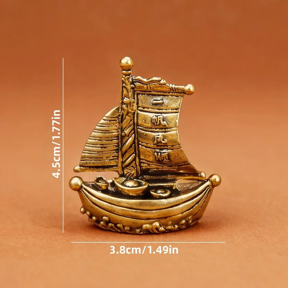 Feng Shui Lucky Sailboat Alloy Mini Ornament For Desk Display