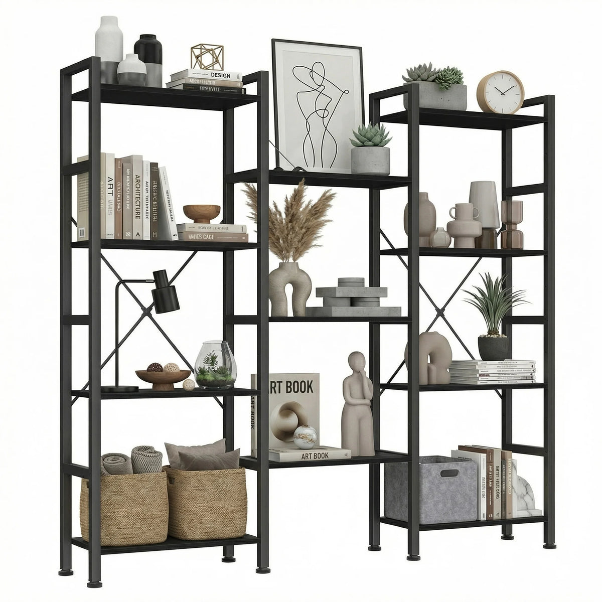 Four Tier Metal Bookshelf For Modern Home Storage And Display