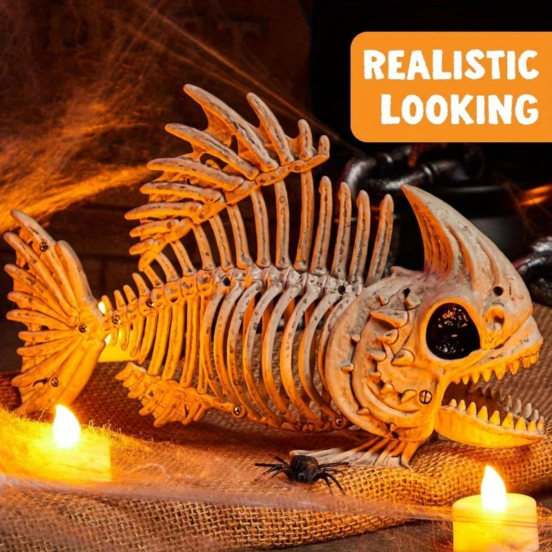 Poseable Halloween Fish Skeleton Decor For Spooky Indoor Outdoor Parties