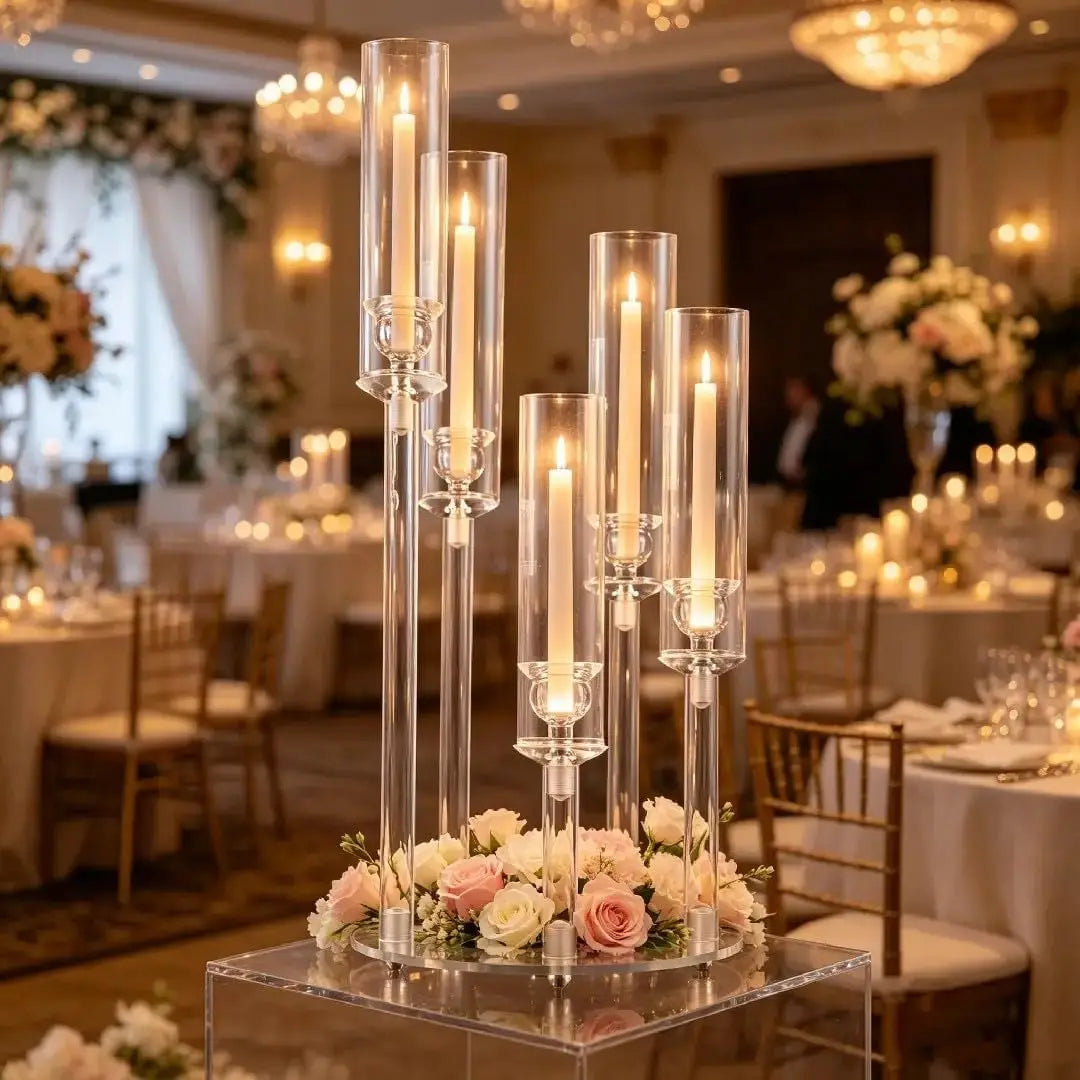 Vincigant 5 Arm Acrylic Candelabra Centerpiece For Wedding Decor