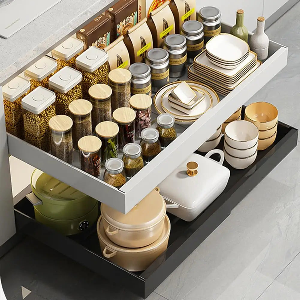 Garvee Adjustable Pull Out Cabinet Organizer With Slide Out Drawer