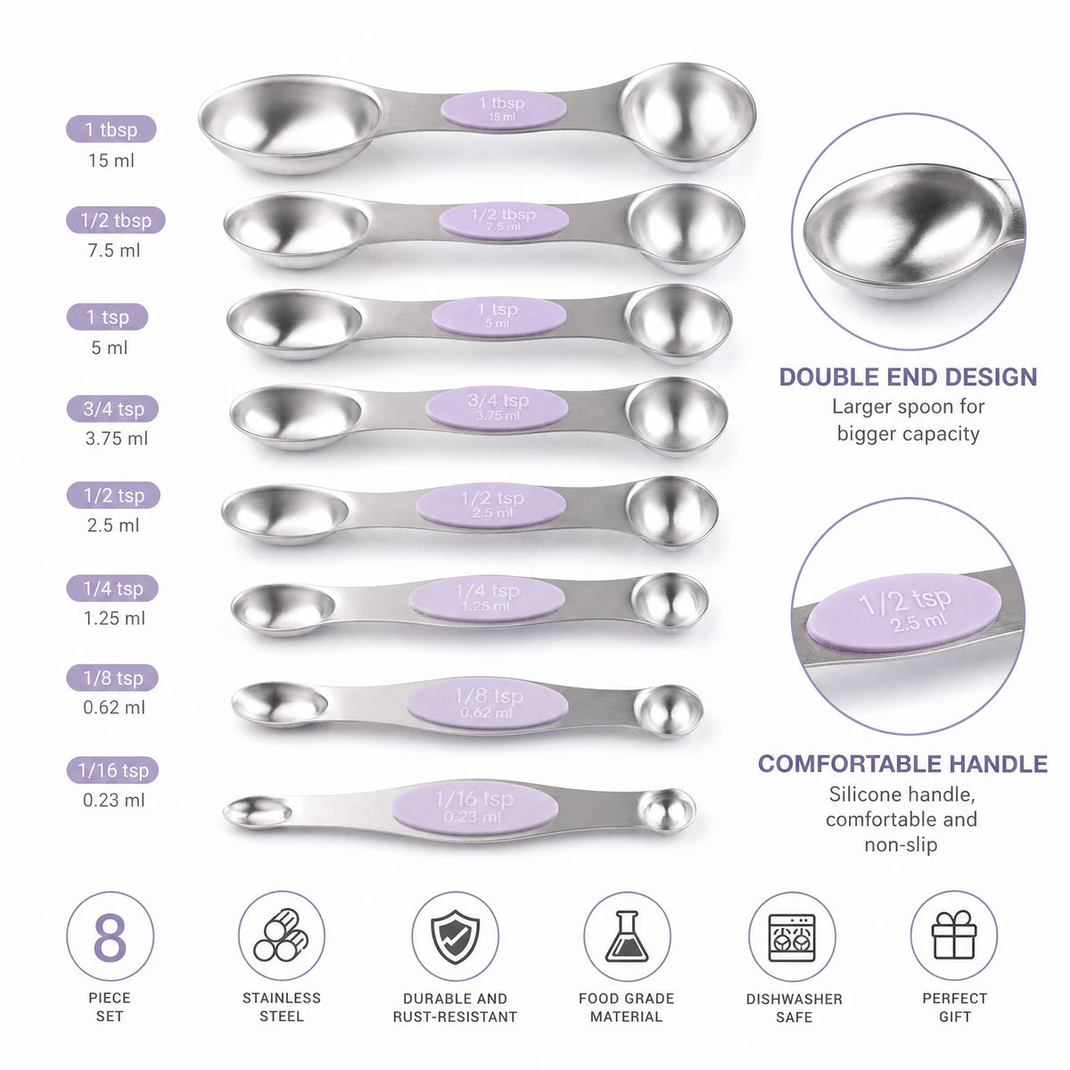 Stainless Steel Measuring Cups And Spoons Set For Baking and Cooking
