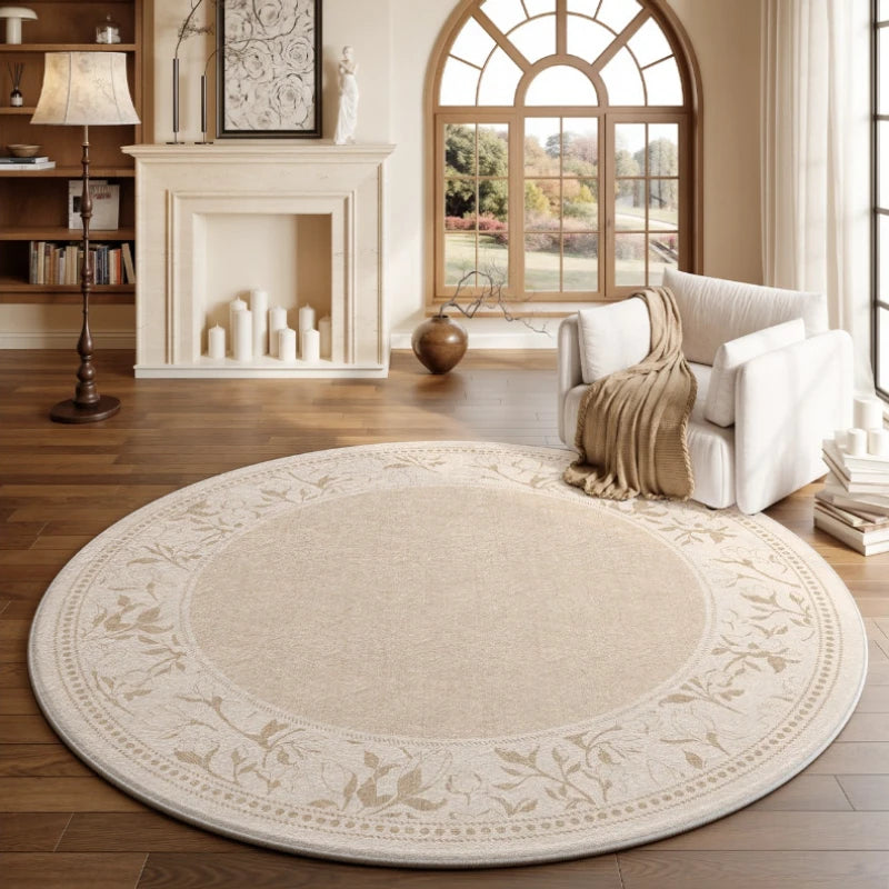 French Style Round Plush Carpet For Bedroom And Living Room