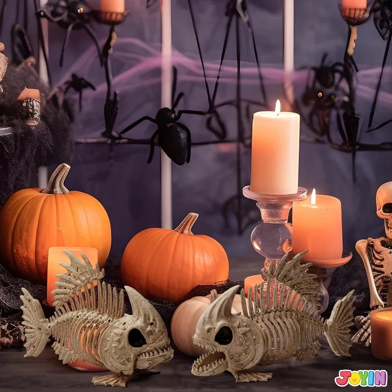 Poseable Halloween Fish Skeleton Decor For Spooky Indoor Outdoor Parties