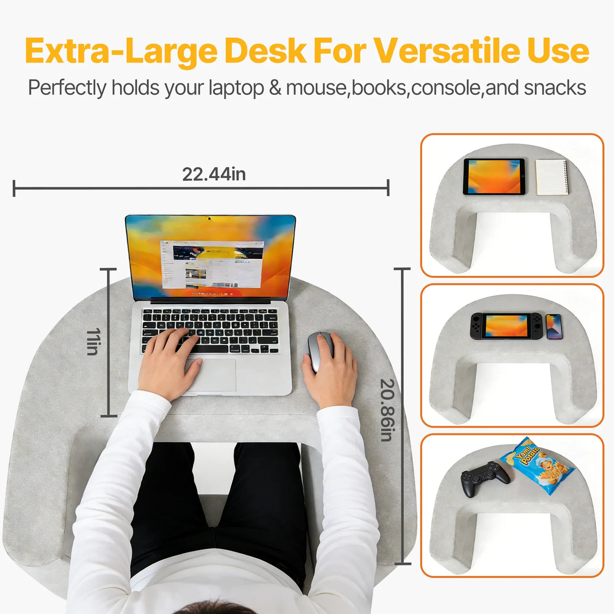 MCQ Ergonomic Curved Reading Pillow With Cup Holder Cooling Cover