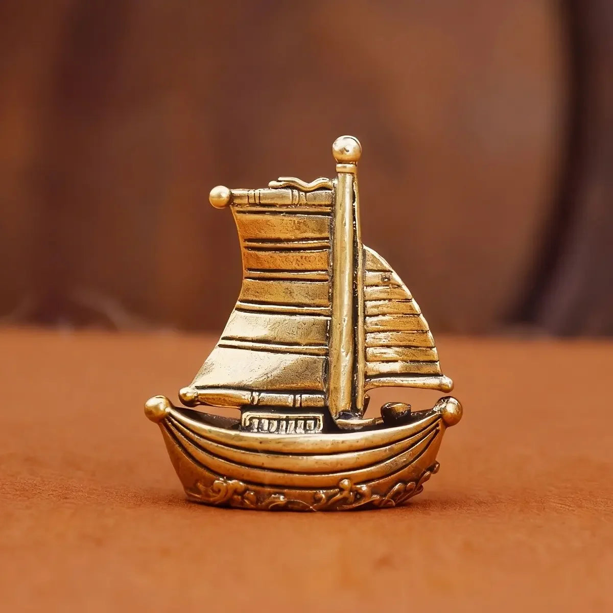 Feng Shui Lucky Sailboat Alloy Mini Ornament For Desk Display