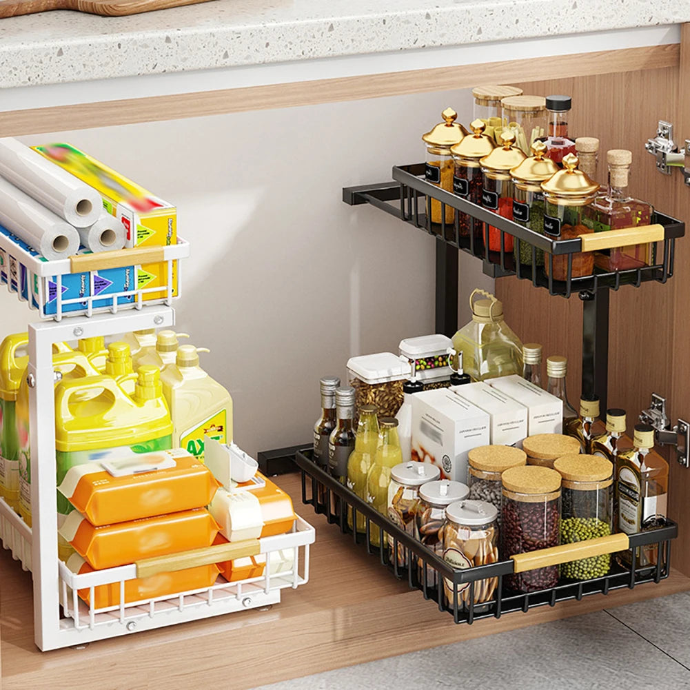 HiMISS Adjustable Two Tier Under Sink Pull Out Cabinet Organizer