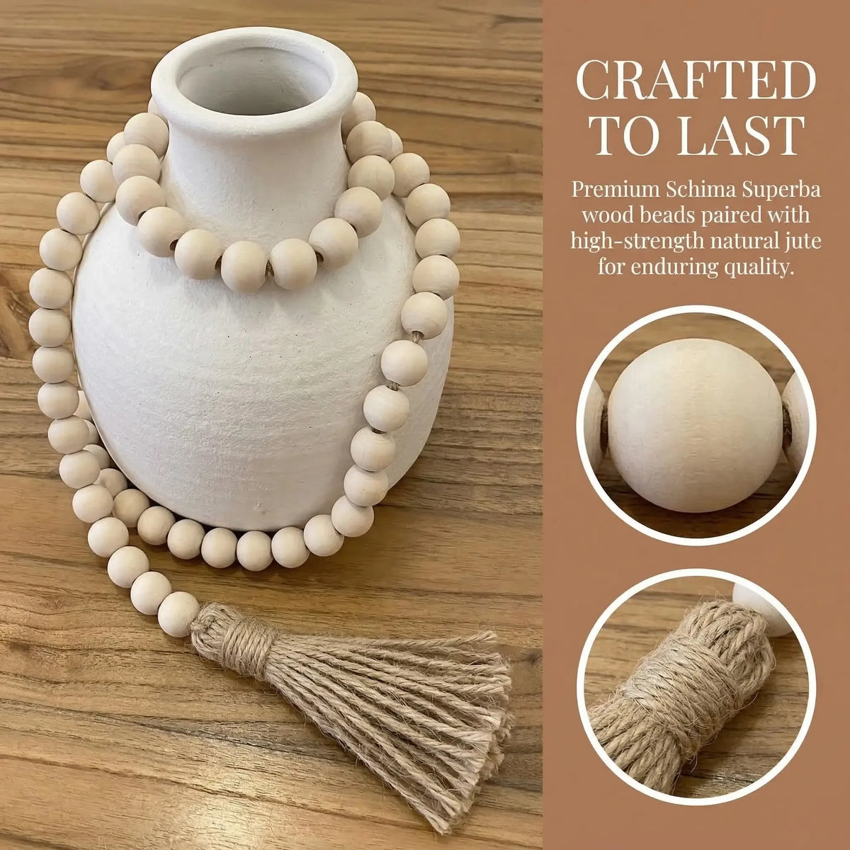 Boho Farmhouse Tassel Garland With Beads For Wall Cabinet Decor