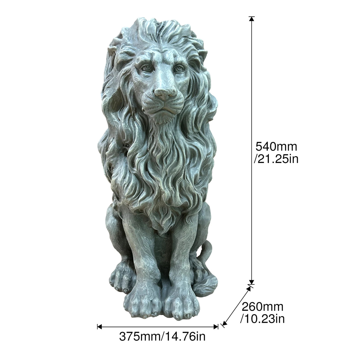 Outdoor Sitting Lion Statue Weatherproof Magnesium Oxide Garden Ornament