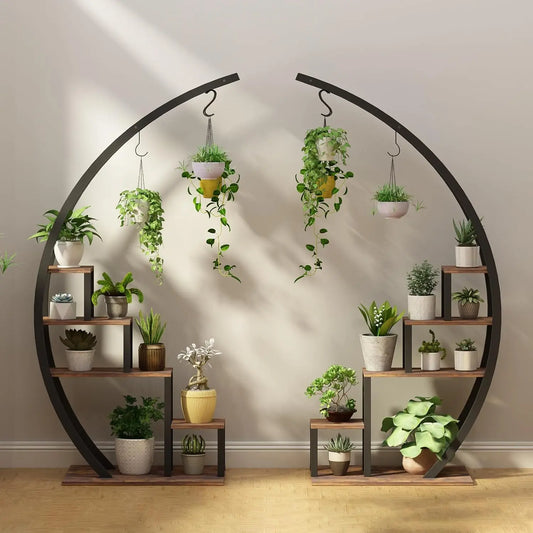 Twister CK Five Tier Metal Plant Stand With Hanging Hooks