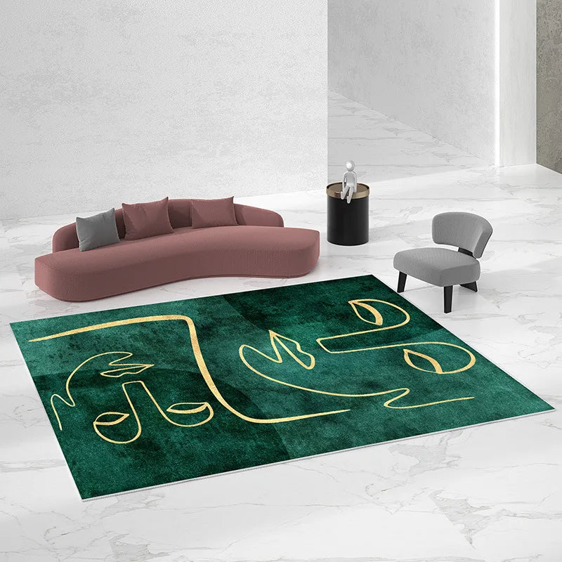 European Geometric Velvet Area Rug for Living Room and Bedroom