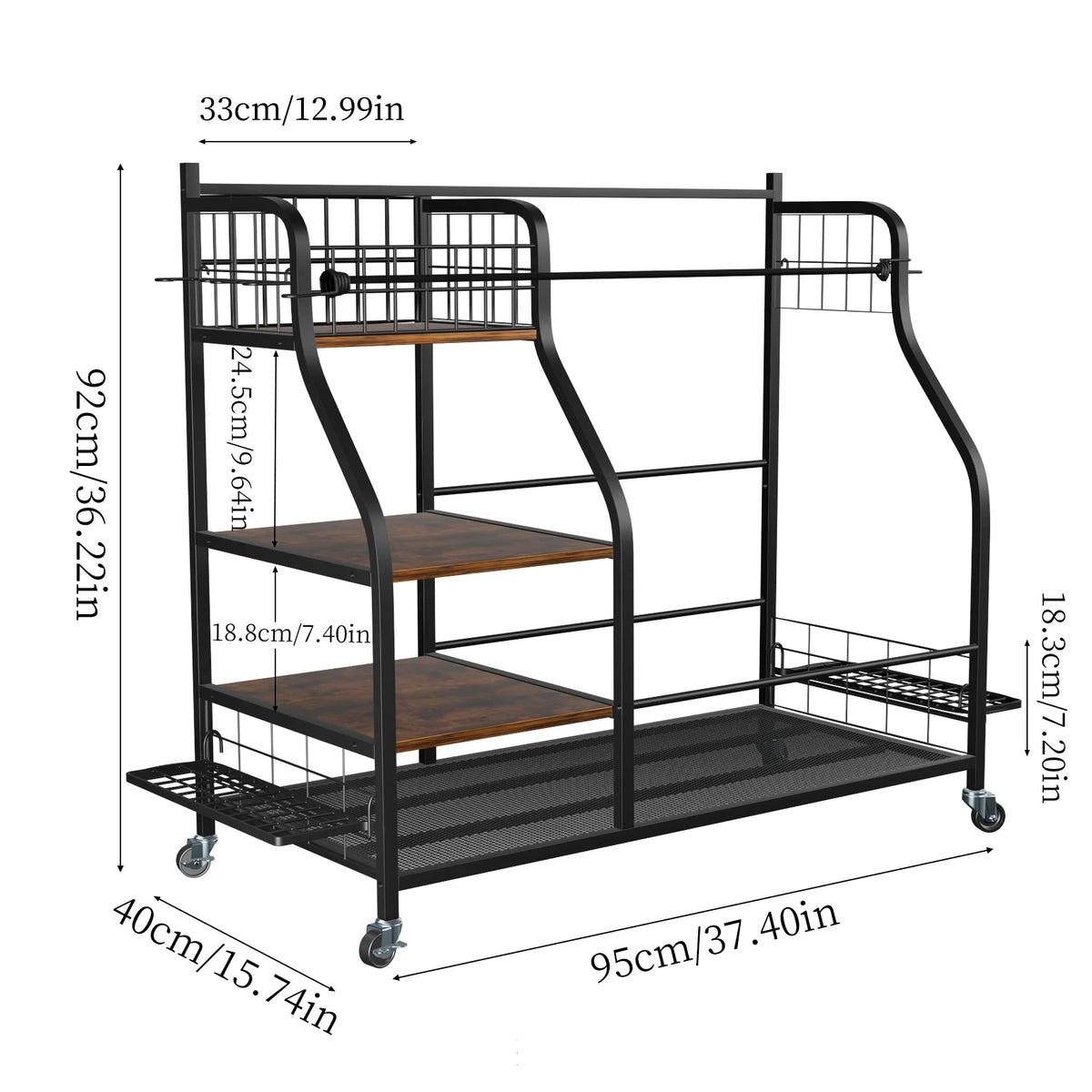 Metal Multifunctional Rolling Golf Bag Storage Rack With Wheels