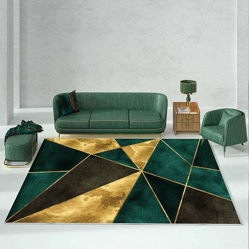 European Geometric Velvet Area Rug for Living Room and Bedroom