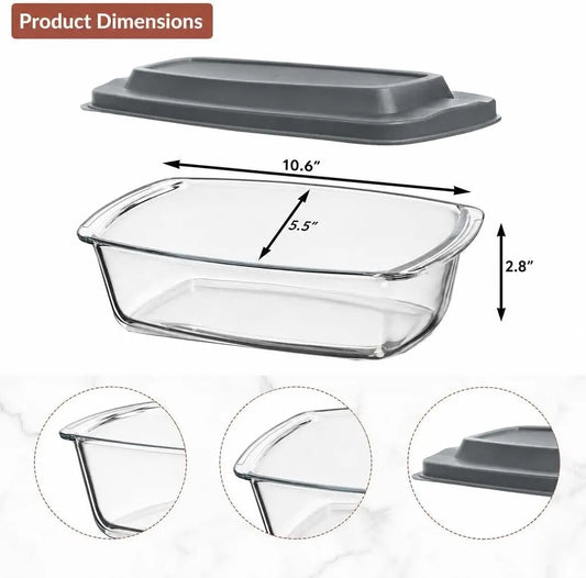 Glass Loaf Pan With Lid For Baking Storing And Serving