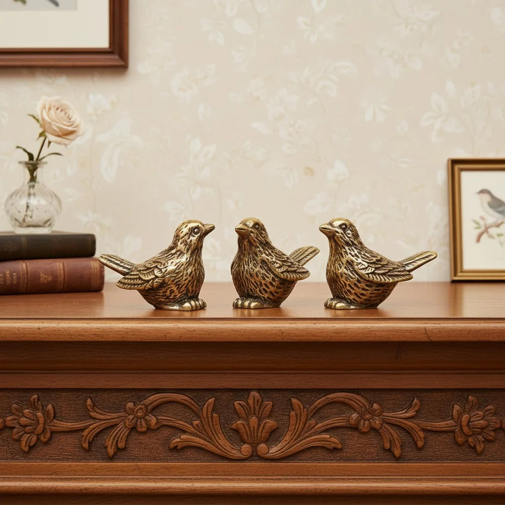 Elegant Brass Sparrow Desk Figurine For Modern Home Decor Gifts