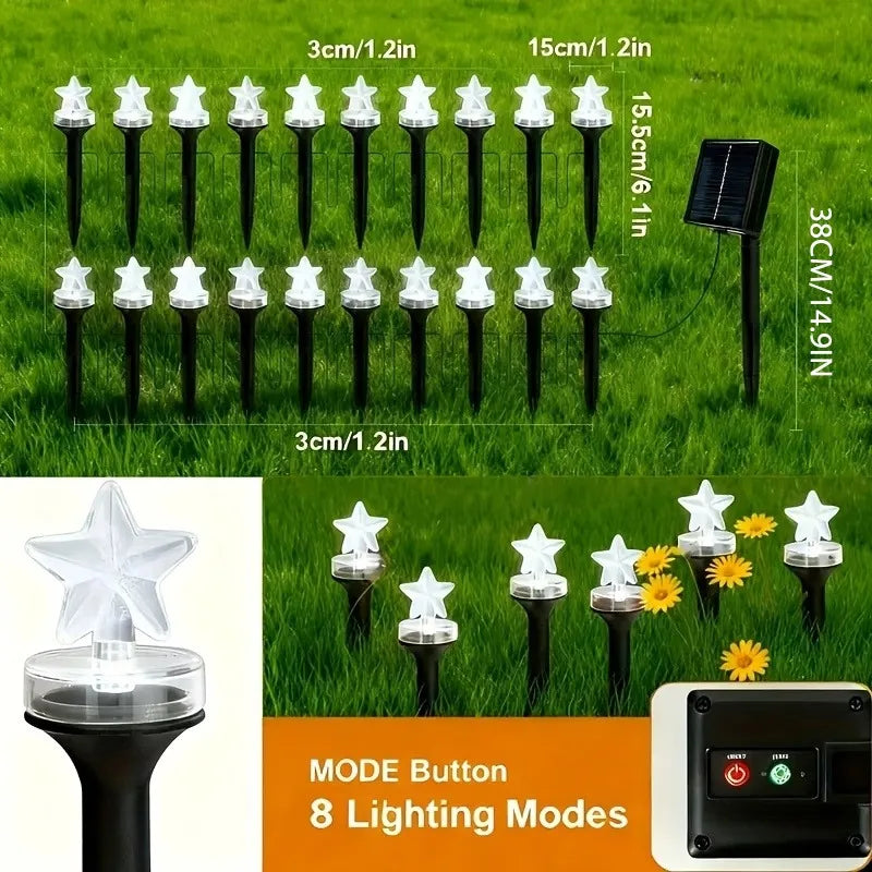 Solar Star String Lights for Gardens, Paths, Camping and Events
