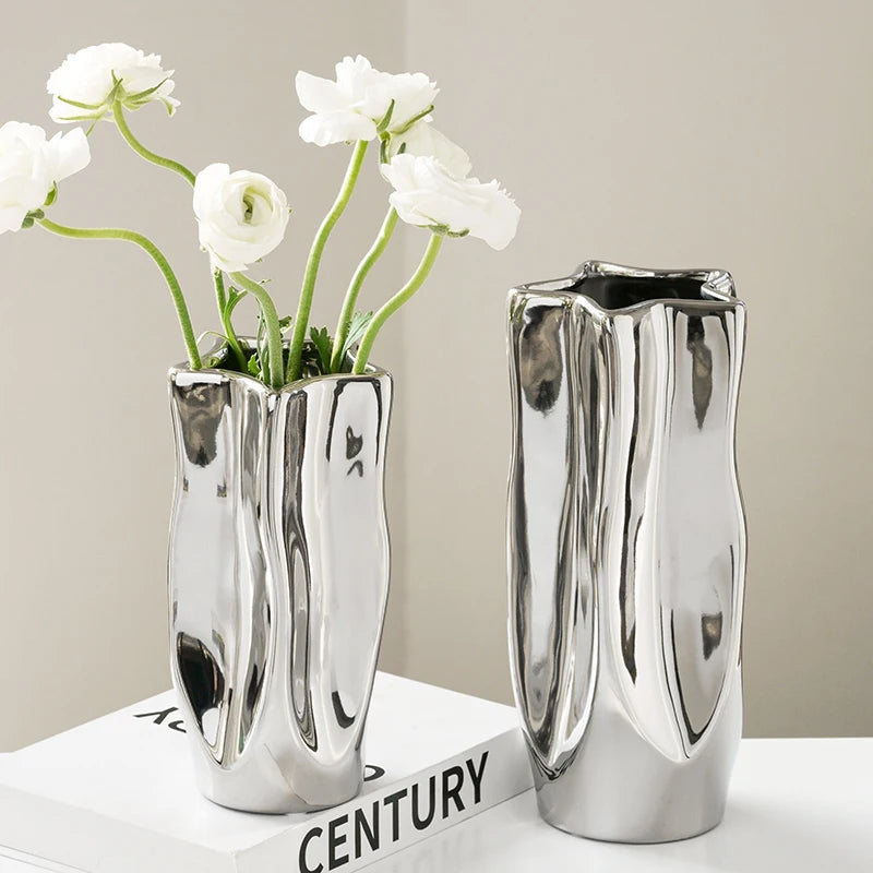 Luxury Electroplated Ceramic Vase for Elegant Flower Arrangements and Decor