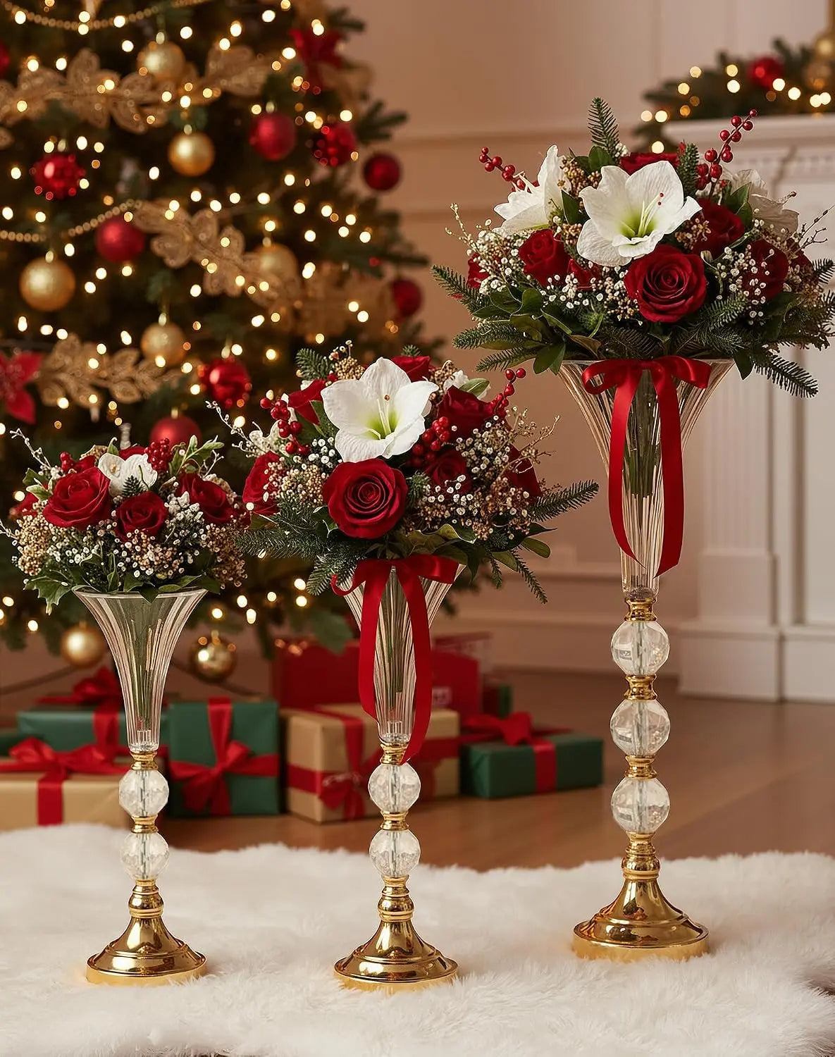Vincigant Acrylic Trumpet Centerpiece Vases With Metal Base