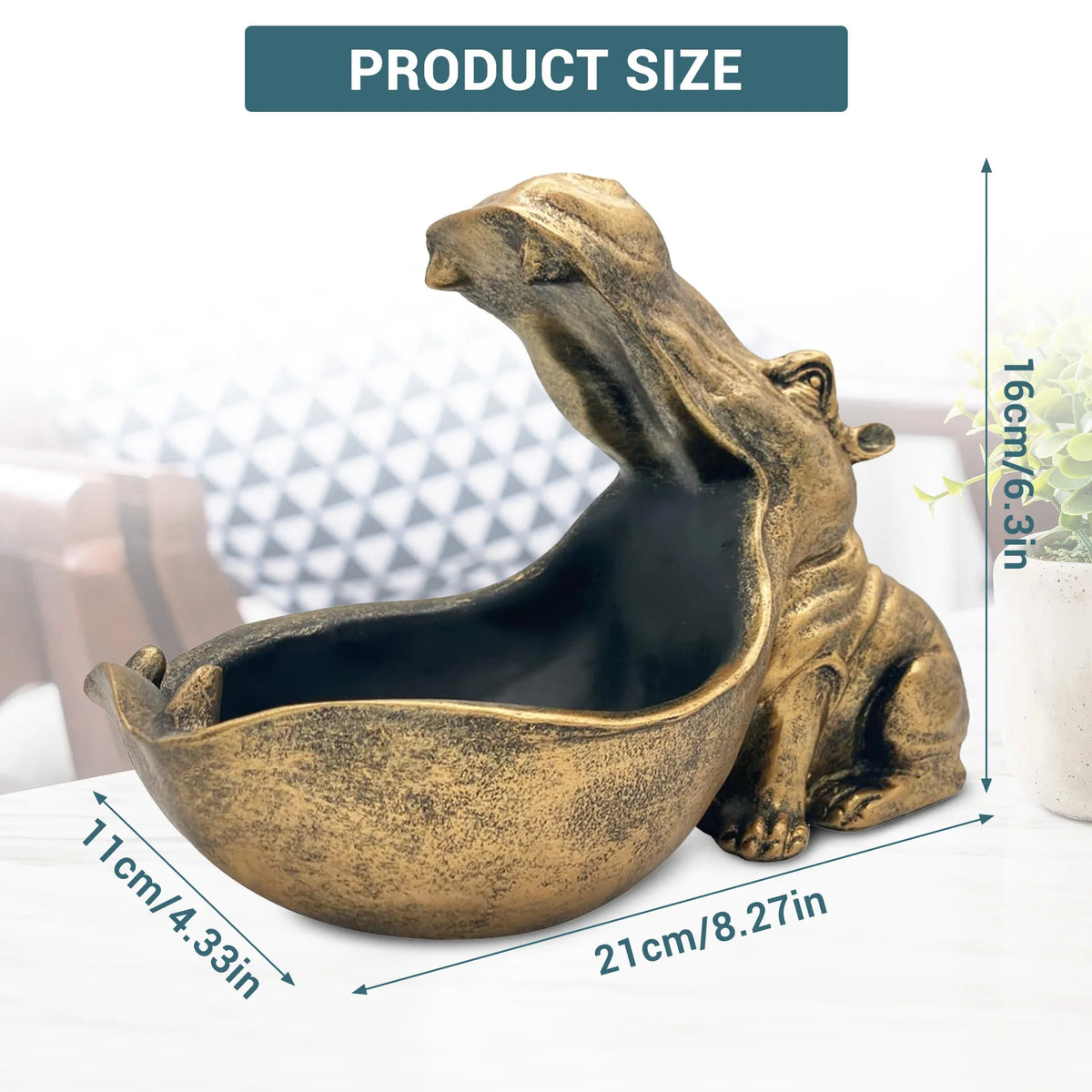 Decorative Resin Hippo Key Holder For Home Office Storage Bowl