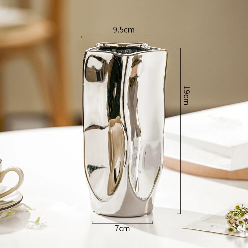 Luxury Electroplated Ceramic Vase for Elegant Flower Arrangements and Decor