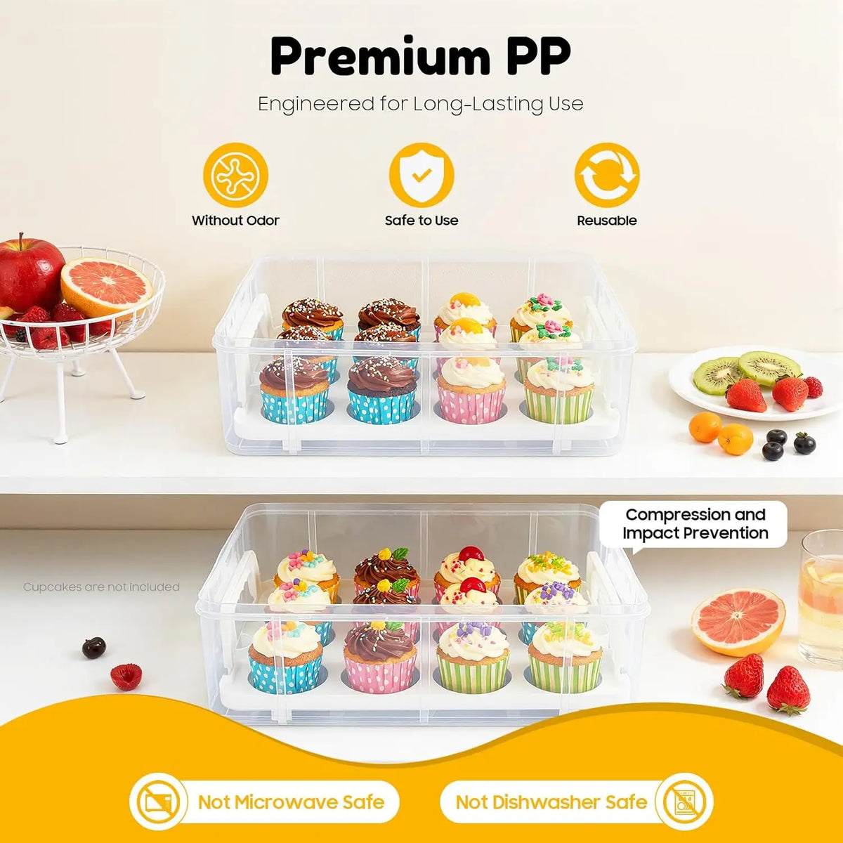 Bymaocar 4 Tier Cupcake Carrier Container Holds 48 Cupcakes