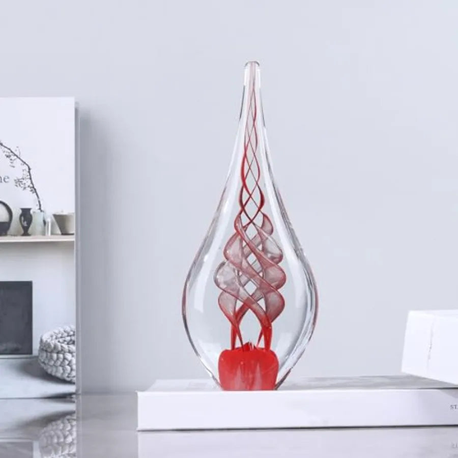 Modern Hand Blown Glass Sculpture Paperweight For Office Desk Decor