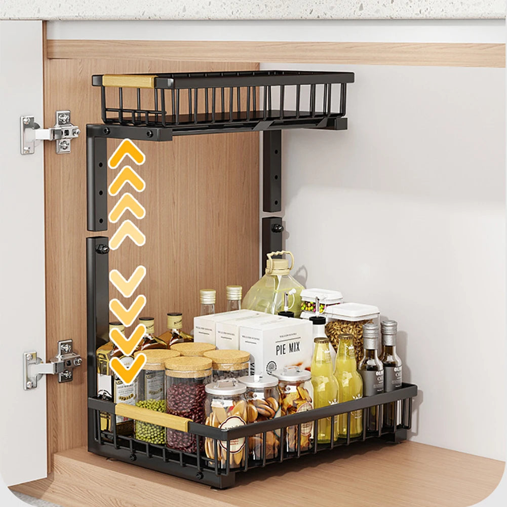 HiMISS Adjustable Two Tier Under Sink Pull Out Cabinet Organizer