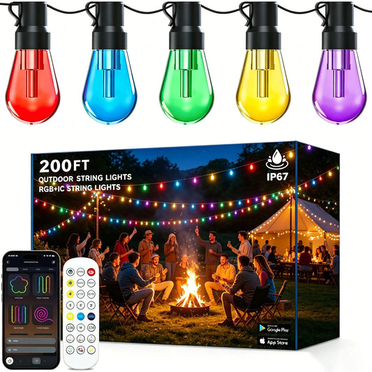 Weather Resistant Outdoor LED String Lights With App Control